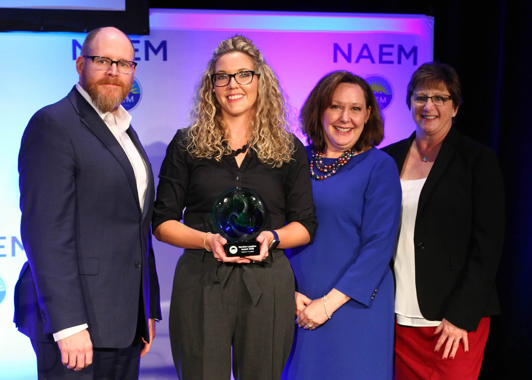 2018 NexGen Leaders Award winner Lesley Clarke with Carol Singer Neuvelt and Sandy Nessing