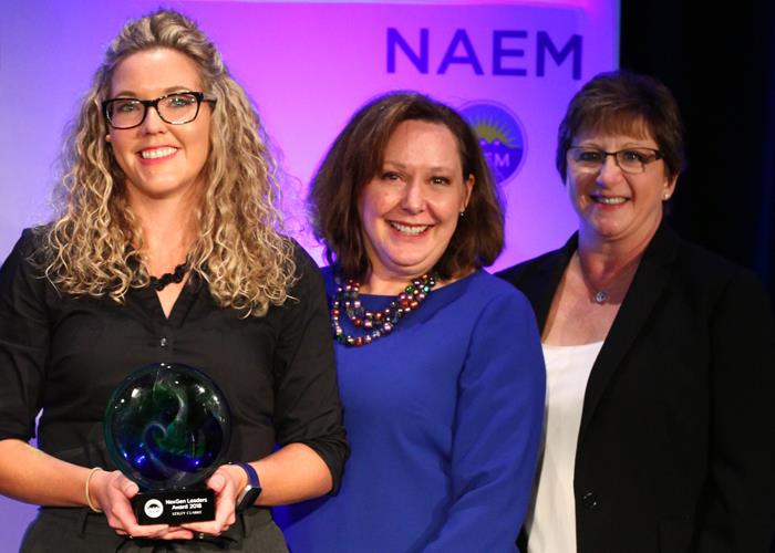 2018 NexGen Leaders Award winner Lesley Clarke with Carol Singer Neuvelt and Sandy Nessing